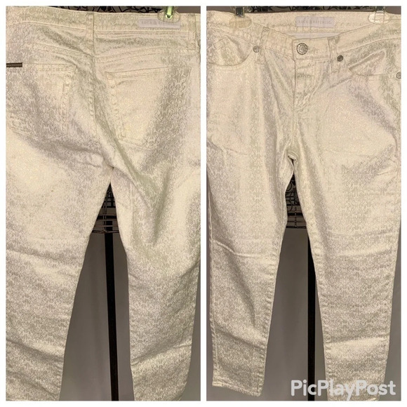 "Golden Glam: Rock & Republic Hamburg Pants, Size 8 - Metallic Shine  & Stylish. - Picture 2 of 8